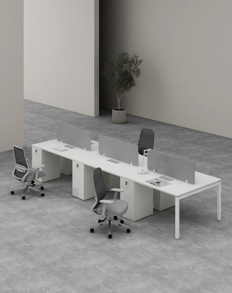 Base Series - Double Side WS (6pax) with Pedestal (1D+1F) (MF001 Moonlight White, 4200*1200*750)