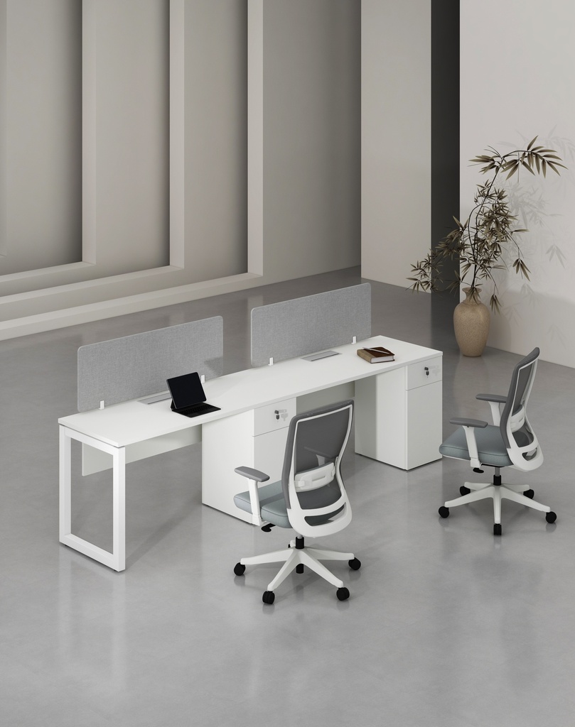 Base Series - Single Side WS (2pax) with Pedestal (1D+1F) (MF001 Moonlight White, 2800*600*750)