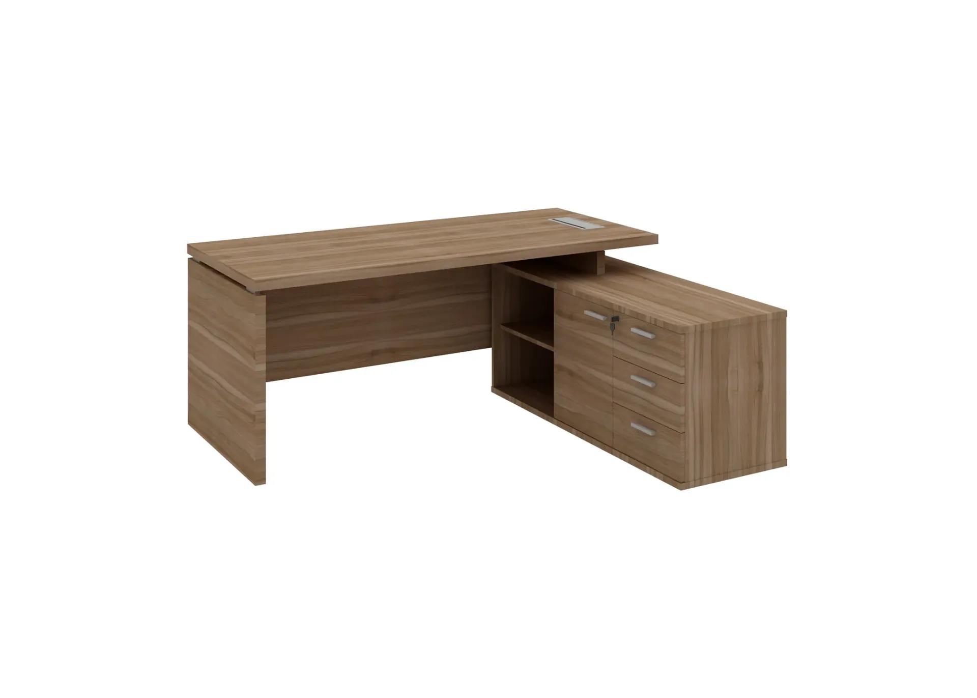 Avitar L-shaped Manager Table with Side return (MF003 Talisai Walnut, 1600*1600*750, Right Side)