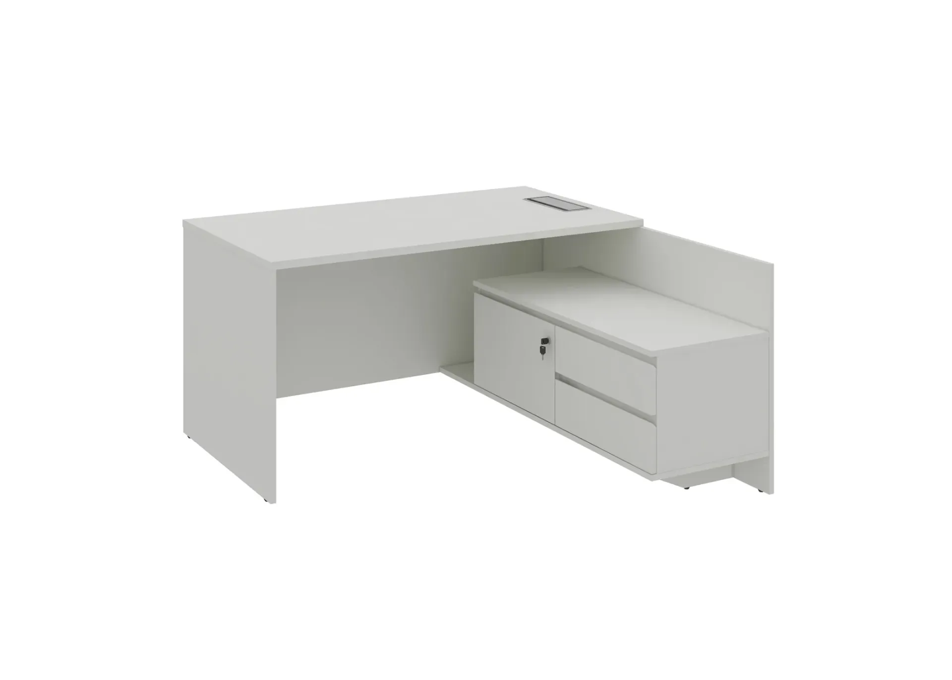 Feta L-shaped Manager Table  (MF001 Moonlight White, 1400*1500*750, Right Side)