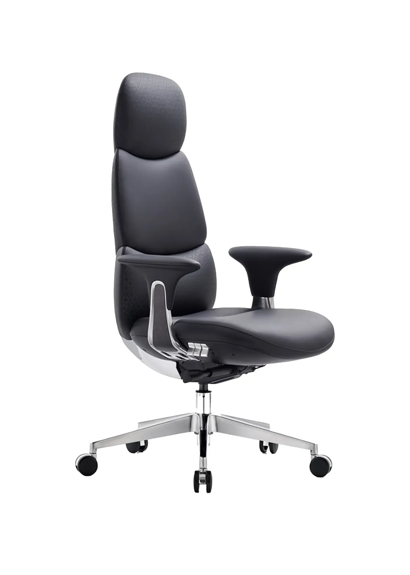 [CL19-PH] SERMON PU Leather High Back Chair (Black-Smooth leather)