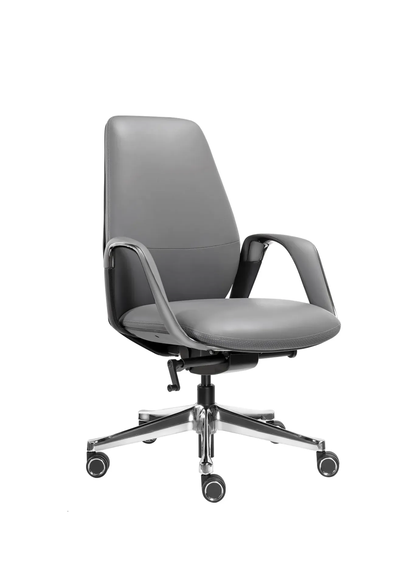 [CL09-PM-G] MARINER PU Leather Mid Back Executive Chair  (Grey + Black)