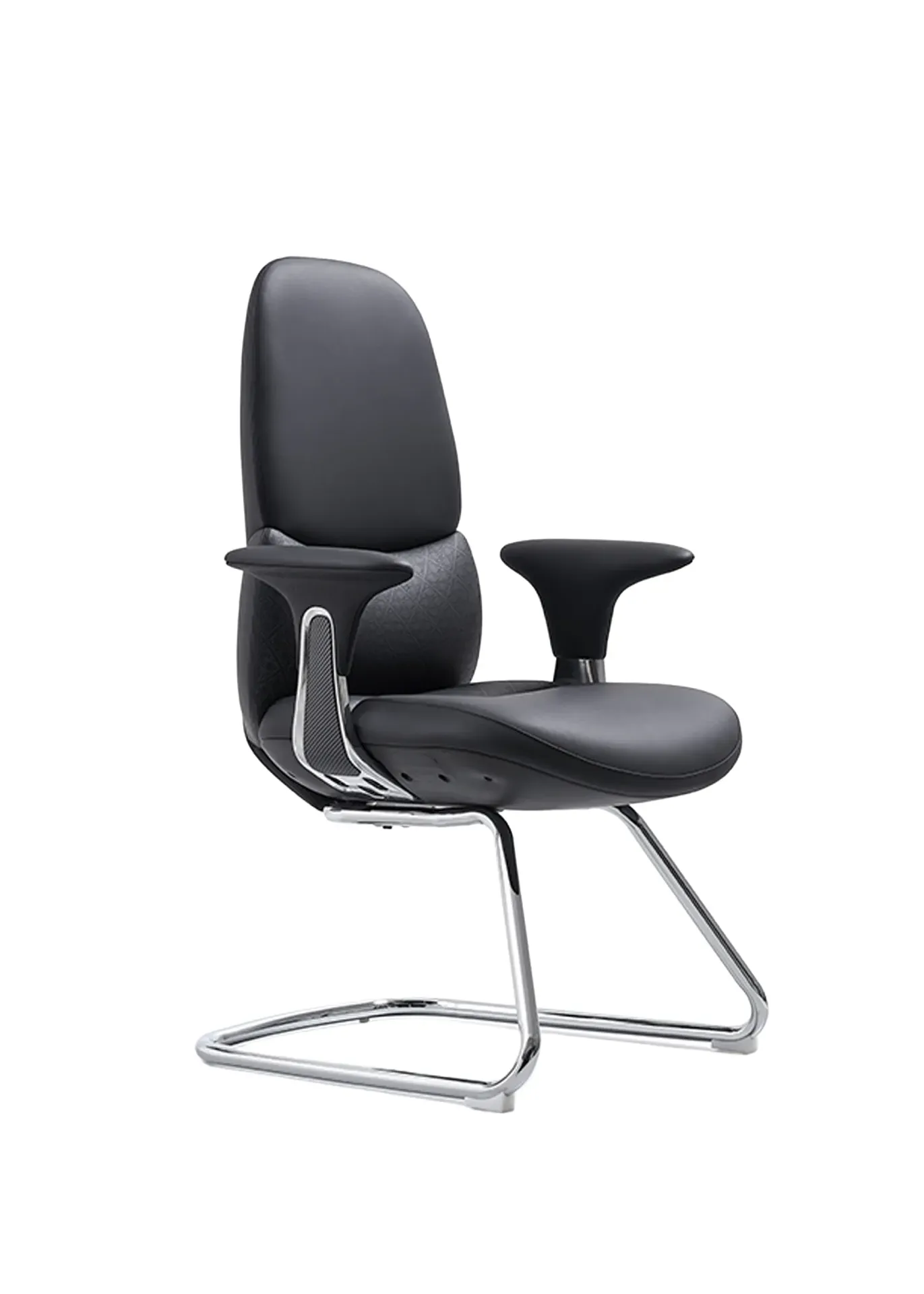 [CL19-PV] SERMON  PU Leather Visitor Chair (Black-Smooth leather)
