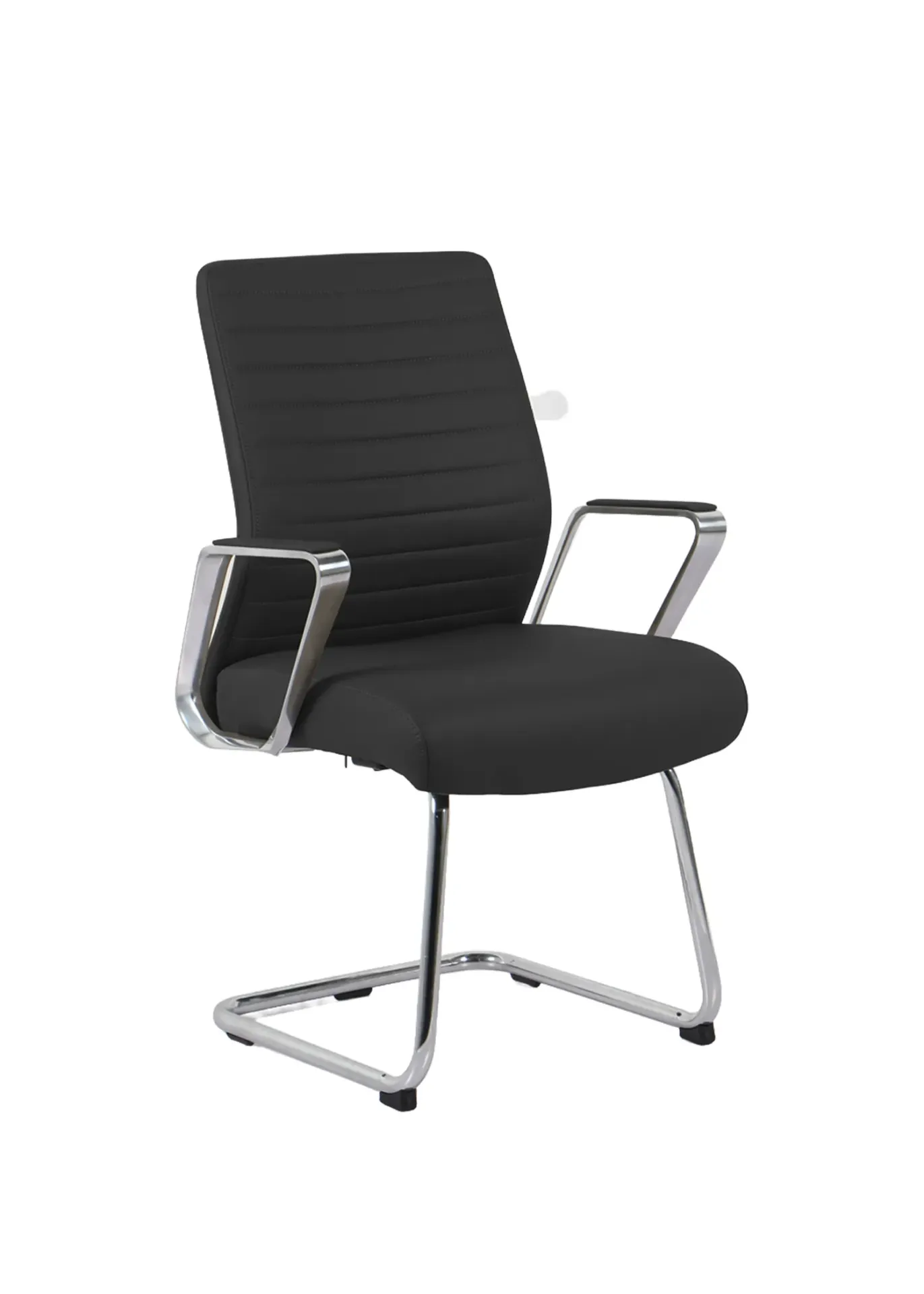 [CL18-PV-B]  ETHAN Visitor Chair (Black-Smooth leather)