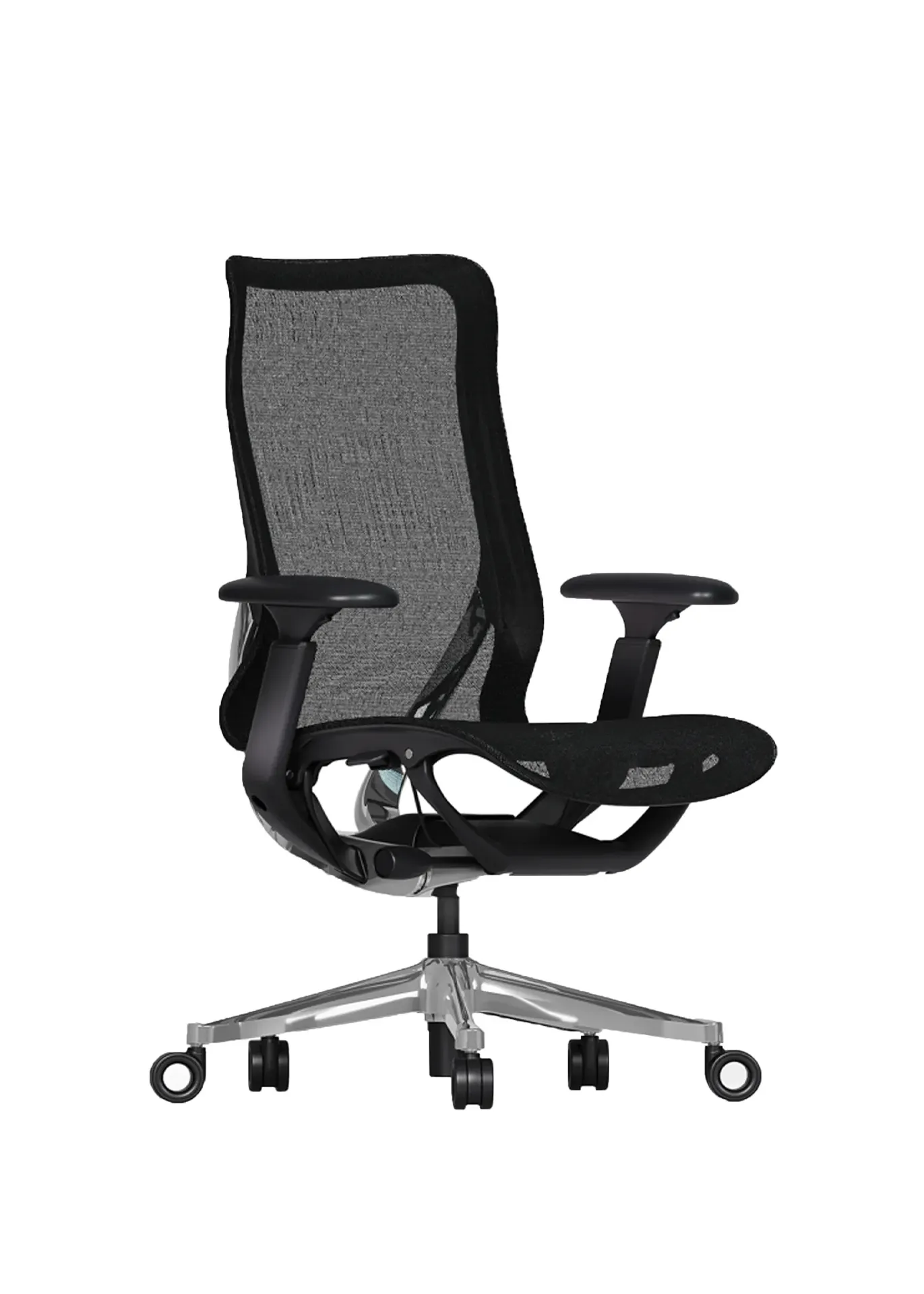 [CM42-BM] FOLIO Ergonomic Mid Back Mesh Chair (Black-Smooth leather)