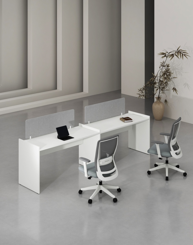 Feta Series - Single side workstation (Cluster of 2) (MF001 Moonlight White, 2454*600*800)
