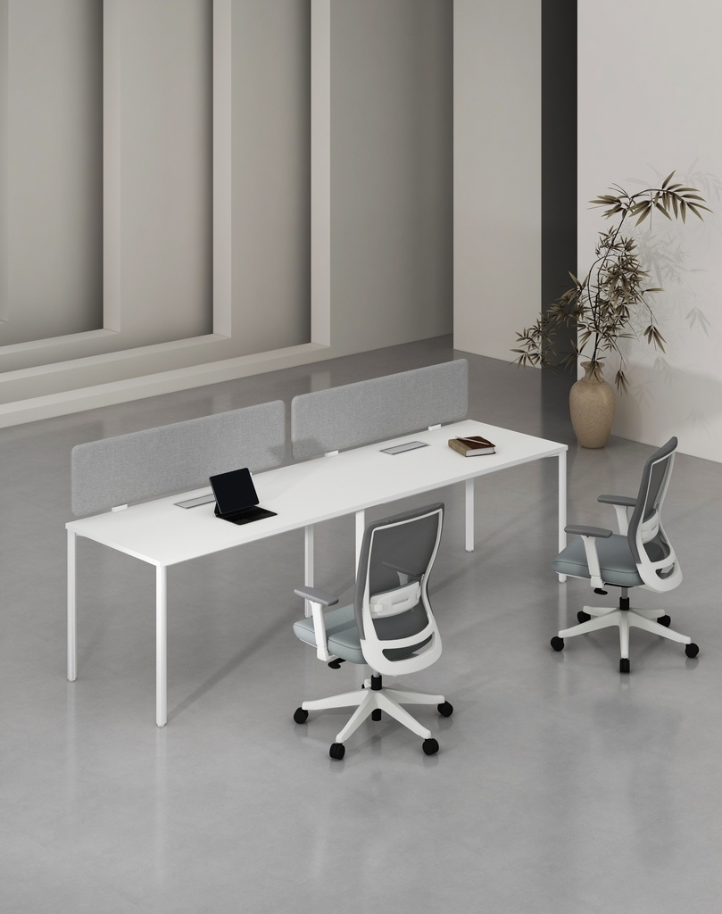 Agile Series - Single side workstation (Cluster of 2) (MF001 Moonlight White, 2800*750*750, white)