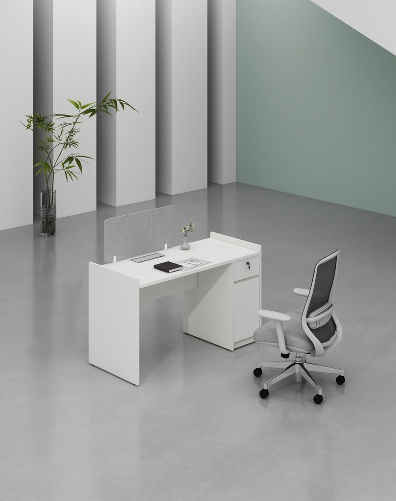 Feta Series- Single side one person workstation with Pedestal having 1 drawer and 1 filing cabinet (MF001 Moonlight White, 1340*600*800)