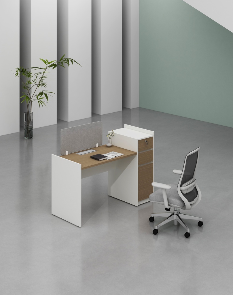 Feta Series- Single side one person workstation with Pedestal having 2 drawers and 1 filing cabinet
