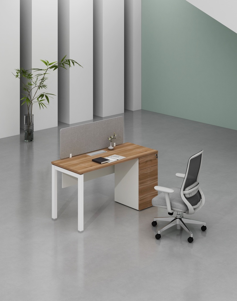 Base Series- Single side one person workstation (Straight leg)  with 3-Drawer Fixed Pedestal