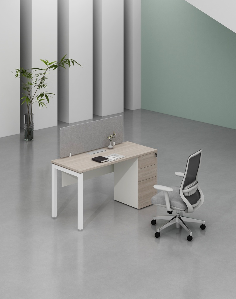 Base Series- Single side one person workstation (Straight leg)  with 3-Drawer Fixed Pedestal